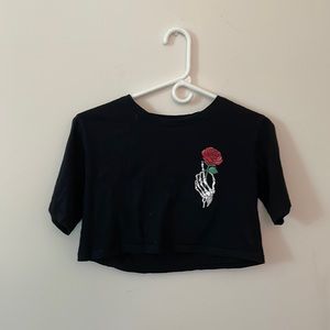 Graphic black crop top